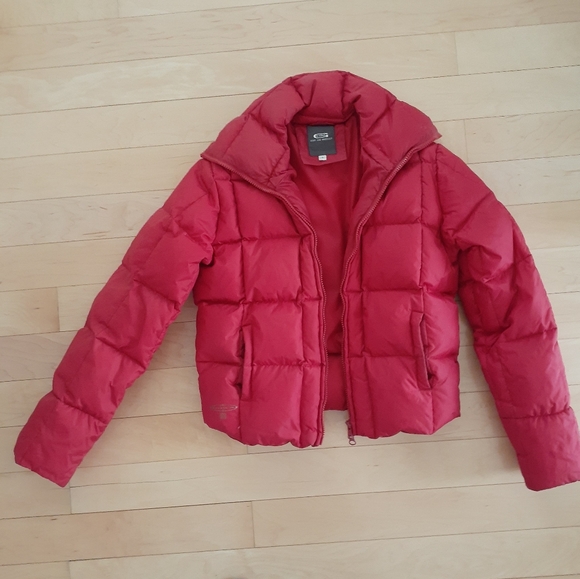 VTG Y2K G-Star Raw Denim Women's Down Jacket Red Size Small Rare - Picture 9 of 11